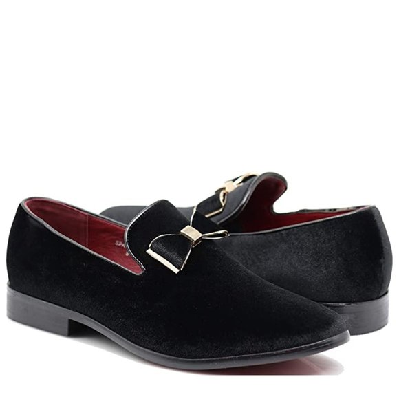 Mens Velvet Red Bottom Slip On Shoes - Black / Velvet / 11